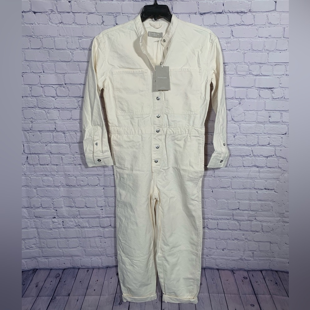 Everlane Womens The Canvas Organic Cotton Coverall in Bone Cream Sz S NWT Grunge